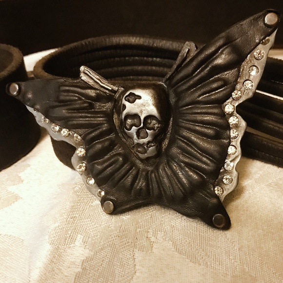 Diesel Accessories - Stunning Diesel Skull-Butterfly Buckle and Belt